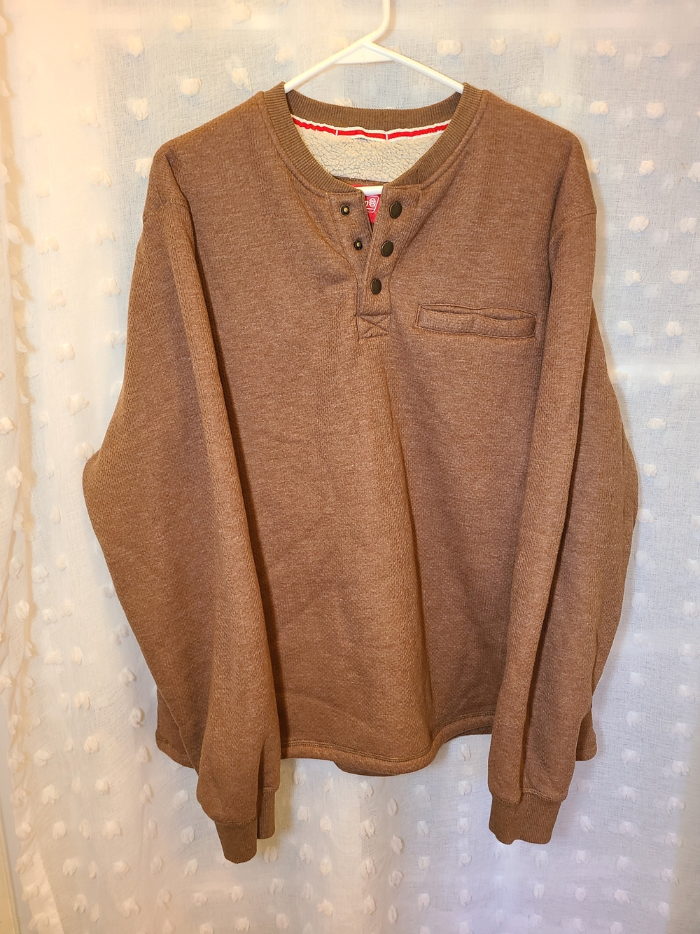 Brown Henley Pullover Sweatshirt